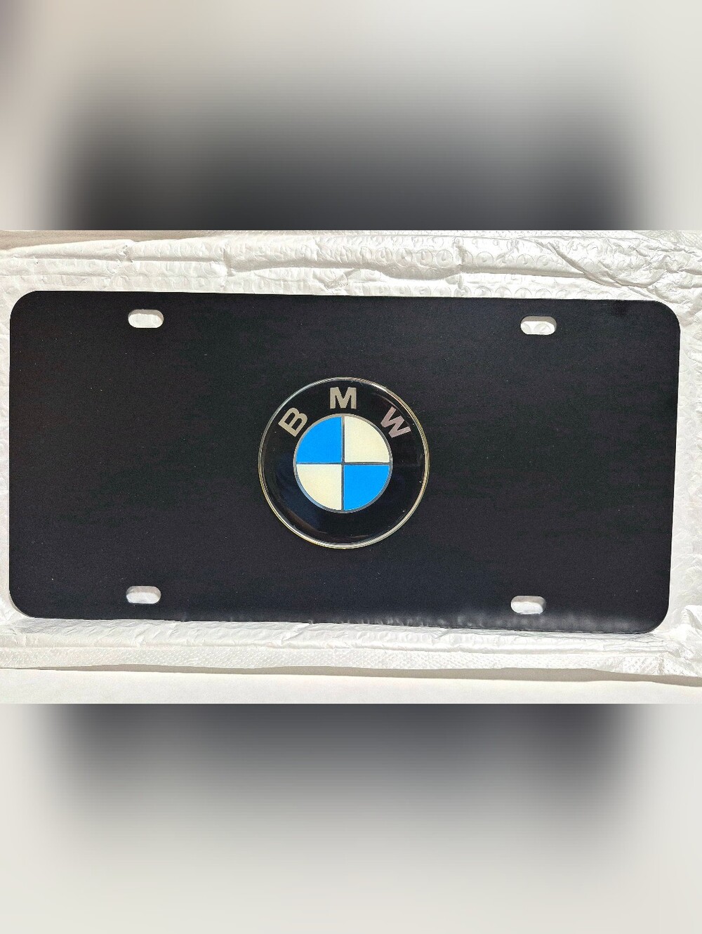 BMW Matte Black License Plate with 3D Emblem